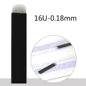 0.18 mm czarny Nano flex 12u/14u/16u/18u/21 U kształt Microblading igły do Tebori Microblading Permannet ręczne uchwyt
