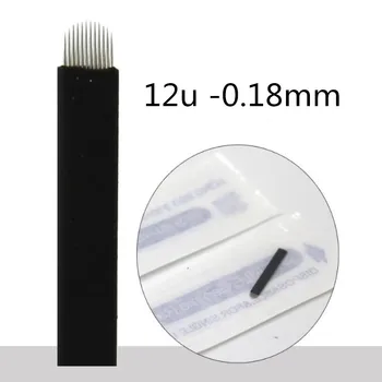 0.18 mm czarny Nano flex 12u/14u/16u/18u/21 U kształt Microblading igły do Tebori Microblading Permannet ręczne uchwyt