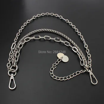 1-5szt srebrny mash-up łańcuch metalowy pasek z hakiem dla kobiet torba na ramię Torba na łańcuch portfel regulowany pasek torba pasy torba