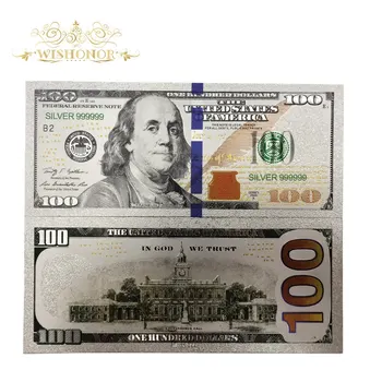 10 szt./lot dobre posrebrzane amerykańskie banknoty 100 dolarowe banknoty banknot 24K posrebrzane papierowe pieniądze na prezenty