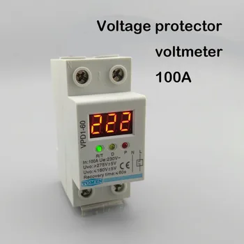 100A 220V automatyczne ponowne łączenie ochrona przeciwprzepięciowa i obniżenia napięcia przekaźnik zabezpieczający z woltomierzem monitor napięcia