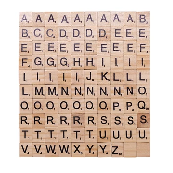 100pcs drewniane Scrabble litery alfabetu angielskiego słowo drewniany rzemiosło Cyfrowy puzzle mózgu gra Scrabble płytki alfabet do nauki dla dzieci
