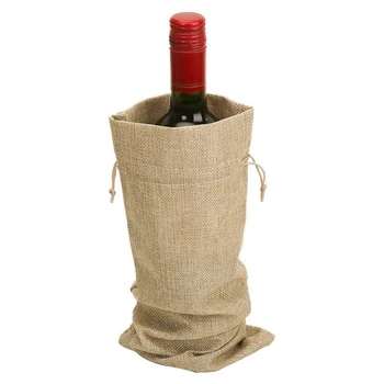 10szt jutowe wina, torby, 14 x 6 1/4 cala Гессенская butelka wina na prezent pakiety ze sznurkiem