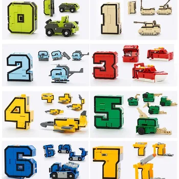 10szt kreatywny montaż edukacyjnych bloków figurka pokój transformacji robot deformować samolot samochód na prezent zabawki dla dzieci