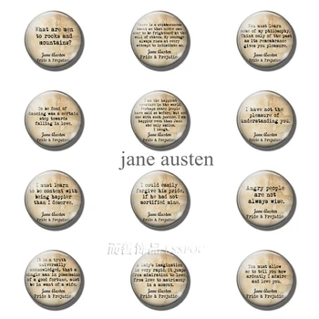 12 szt./lot Jane Austen Duma i uprzedzenie cytat 25 mm szkło kaboszon DIY wisiorek biżuteria wyszukiwanie i składniki
