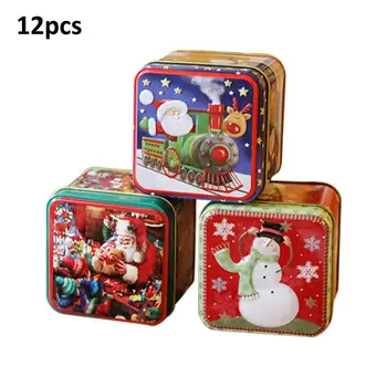 12pcs boże Narodzenie pudełko cukierków opakowania prezenty dla dzieci mała skrzynia жестяное ciasteczka opakowanie pudełko świąteczne dekoracje rękodzieło