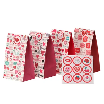 12pcs miłość, Serce, papier pakowy do pakowania torby ślubne ozdoby papierowe torby cukierków, opakowania, karton torby Walentynki bon worek drukowanie