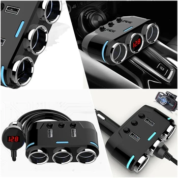 12V-24V zapalniczki samochodowej ładowarka Auto Socket Splitter Plug LED USB Charge Adapter samochody ładowania telefonu komórkowego towarów