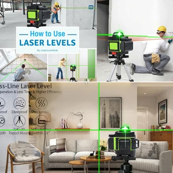16/12 linii 4D/3D laser poziom poziom samopoziomujące 360 poziome i pionowe krzyż super mocny zielony laser poziom Wiązki linii