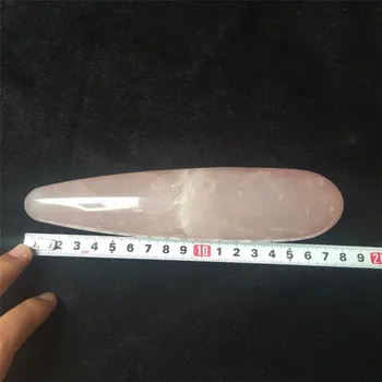 18 cm naturalny różowy kwarc Kryształ masaż joni różdżka dla zdrowia kobiety lub prezent