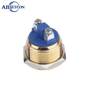 1964 19mm 1NO metal button switch with flat head gold anodowane IP67 Abbeycon gold switch
