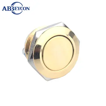 1964 19mm 1NO metal button switch with flat head gold anodowane IP67 Abbeycon gold switch