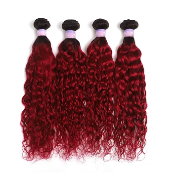 1B/99J Burgundia brazylijska fala wody kępki włosów ludzkich dwukolorowa ombre kolor czerwony przedłużanie włosów 3/4 szt Non-Remy Hair HAIR KEMY