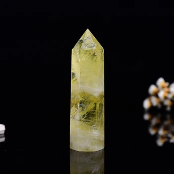 1szt naturalny Kryształ cytryn obelisk punkt uzdrawiania kamień żółty kwarc różdżka do dekoracji wnętrz energia kamienna piramida