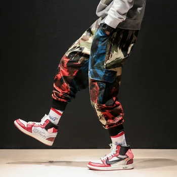 2019 mężczyźni biegacze spodnie męskie człowiek hip-hop moro spodnie-cargo męskie moda uliczna punk kamuflażu spodnie Lbz112
