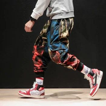 2019 mężczyźni biegacze spodnie męskie człowiek hip-hop moro spodnie-cargo męskie moda uliczna punk kamuflażu spodnie Lbz112
