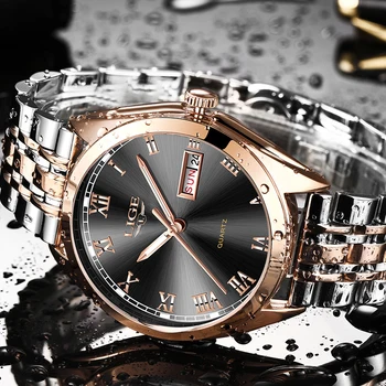 2019New LIGE Zegarki Men Top Brand Fashion Chronograph Male ze stali nierdzewnej wodoodporny biznesowe męskie zegarek Relogio Masculino