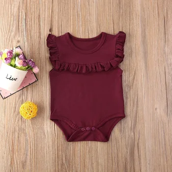 2020 Baby Girl Baby Clothes Pajacyki dziecięca zabawa letnia odzież noworodka falista kombinezon bez rękawów kombinezon ropa bebe