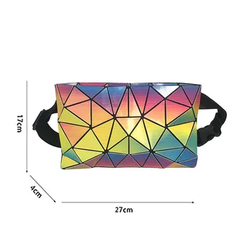 2020 Hot 3D Rainbow Laser Sports damska saszetka biodrówka nieregularne geometryczne telefon komórkowy нагрудная torba kostka Diamentowe siatki wzór małe torebki