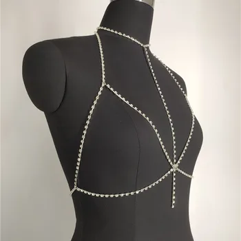 2020 luksus pełna rhinestone ciała łańcucha wiązka piersi łańcucha biżuteria dla kobiet sexy Kryształ ciała biżuteria biustonosz naszyjnik piersi łańcucha