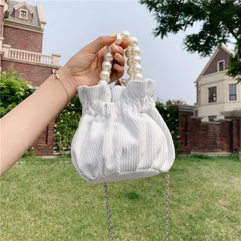 2020 Nowa modna damska torebka All-match Chain Mini Messenger Bag Pearl Portable Bucket Bag