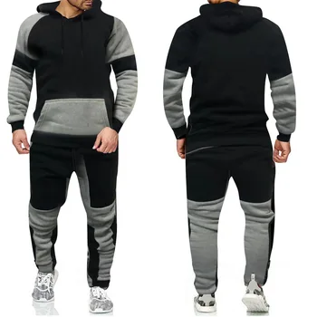 2020 nowa sportowa odzież plus size odzież męska kontrast sweter z kapturem zestaw 2 szt. męska zipper marka odzieżowa codzienne płaszcz dwa