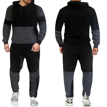 2020 nowa sportowa odzież plus size odzież męska kontrast sweter z kapturem zestaw 2 szt. męska zipper marka odzieżowa codzienne płaszcz dwa