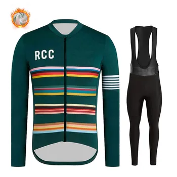 2020 RCC zima ciepła polarowa jazda na Rowerze odzież dla mężczyzn z długim rękawem Jersey kombinezon ciepły rower MTB odzież bib spodnie zestaw