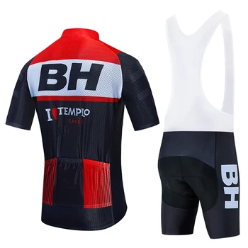 2021 czarny BH krótkie rękawy jazda na rowerze Jersey 20D rowerowe szorty garnitur Ropa Ciclismo szybkoschnąca męska PRO rower Mayo dna odzież