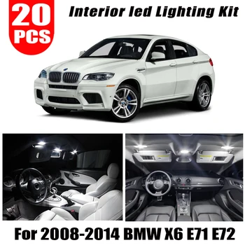 20szt LED wnętrze kopuły mapa czytanie światła lampy zestaw pełny pakiet dla 2008-2011 2012 2013 BMW X6 E71 E72 M