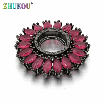 27 mm mosiądz sześcienny cyrkonu kwiatowy zawieszenia złącza do tworzenia biżuterii DIY,otwór: 10 mm, model: VS203