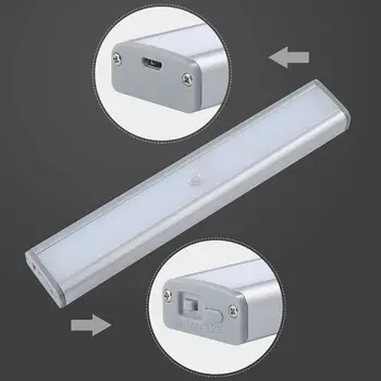 2szt 30 LED PIR Closet Light czujnik ruchu wielokrotnego ładowania USB Magnes pasek szafa, lampa nocna do szafy schody kuchnia