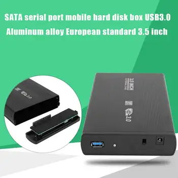 3,5-calowy obudowa dysku twardego SATA to USB3.0 zewnętrzna obudowa dysku twardego pudełko z adapterem US/EU/UK na PC komputer
