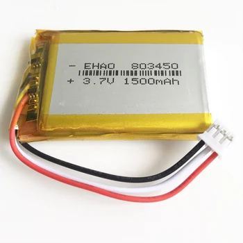 3.7 V 1500mAh akumulator litowo-polimerowy LiPo akumulator ze złączem JST PH 2,0 mm 3pin do MP3 DVD PAD kamery GPS laptopa 803450