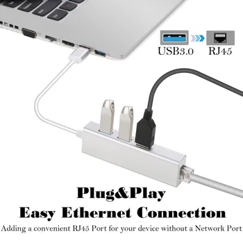 3 porty USB 3.0, Gigabit Ethernet Lan RJ45 zasilacz sieciowy hub do 1000 Mb / s na PC laptop tv TV Box tablet smartphone