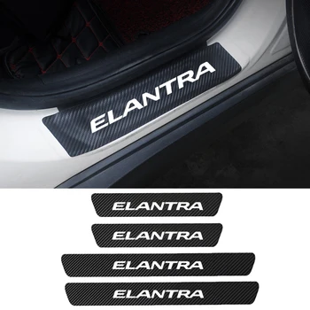 4 sztuki do Hyundai Elantra MD AD 2010-2016 2017 2018 2019 sztuczna skóra naklejki na progach witamy pedału ochraniacz akcesoria