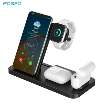4 w 1 Qi Wireless Charger Stand QC 3.0 15W Fast dla iPhone 12 11 X XR XS Max Samsung S10 S20 Apple iWatch SE 6 5 4 3 2 Airpods