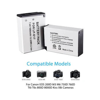 4szt LPE17 LP E17 LP-E17 bateria + LCD-USB podwójna ładowarka dla Canon EOS 200D M3 M6 750 760D T6i T6s 800D 8000D Kiss X8i kamery
