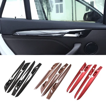 4szt samochód wewnętrzna klamka panel pokrywa ramka wykończenie naklejka dla BMW X1 2016 2017 2018 2019 2020 stylizacja samochodu dekoracji ochrony