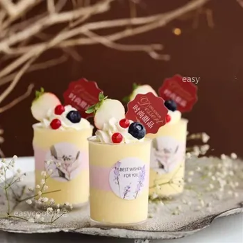 50szt deser mus filiżanki, plastikowy kubek budyniu jednorazowa impreza mleko wygodny Tiramisu urodziny ślub lody filiżanka