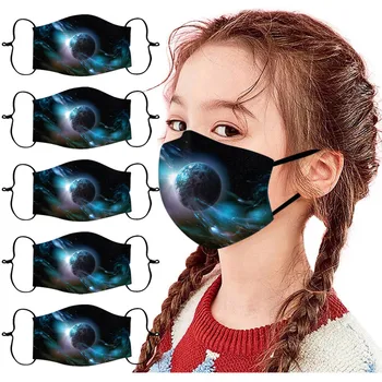5szt elegancki kosmos planeta drukowanie maska dla dzieci maska przeciwpyłowa wodoodporna, miękka maska regulowana моющаяся ekologiczna maska do twarzy Maska
