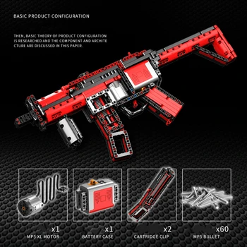732шт MP5 pistolet maszynowy elektryczny model bloki budowlane armaty cegły PUBG Wojskowe siły specjalne zabawki