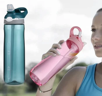 750 ml Тритан odkryty butelka wody ze słomy sportowe butelki piesze wycieczki camping plastikowa butelka napoju BPA free