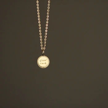 925 srebro powlekane 14 K złota Lucky Goodluck złota moneta wisiorek moda elegancki naszyjnik biżuteria dla kobiet prezent 2020 nowy