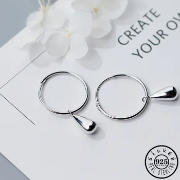 925 srebro próby minimalistyczny kropla wody wisiorek obręcze piercing kolczyki okrągłe koło kolczyki wykwintne biżuteria dla kobiet