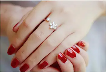925 srebro próby regulowane kryształowe kwiatowe pierścienie dla kobiet obrączkę z palca Bijoux jz339
