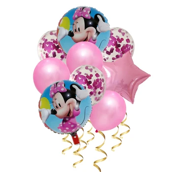 9шт Mickey Gwiazda Minnie serce mysz butla dekoracje urodzinowe balon Baby Shower folia balony kreskówka dla dzieci zabawki globos