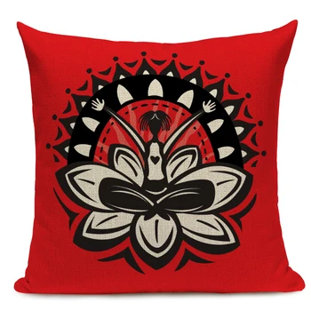 Afrykański styl poszewka na poduszkę Czerwony Afrykański tribal Totem poduszki pościel rzucić poszewkę na kanapie wystrój domu ramkowym lub 45 x 45 cm