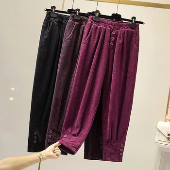 Aksamitne spodnie damskie wiosenne elastyczne talii temat casual spodnie duże rozmiary damskie rocznika podstawowe pr jesienne spodnie