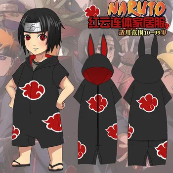 Anime Naruto bielizna nocna mężczyźni Akatsuki Uchiha Itachi lato cosplay kostium kobiety dorosły krótki rękaw Kawaii bawełna piżama kombinezon